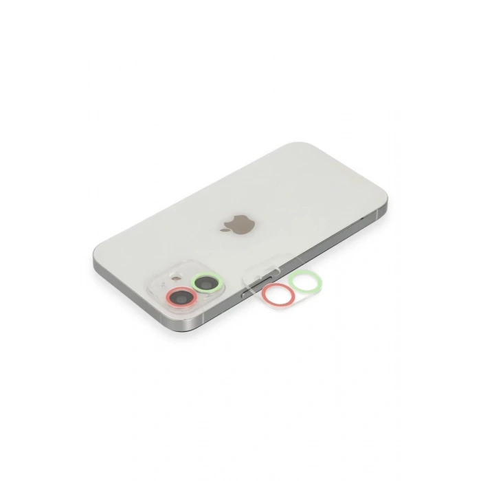 Apple iPhone 11 Renkli Kamera Lens Koruma Cam - Yeşil-Pembe