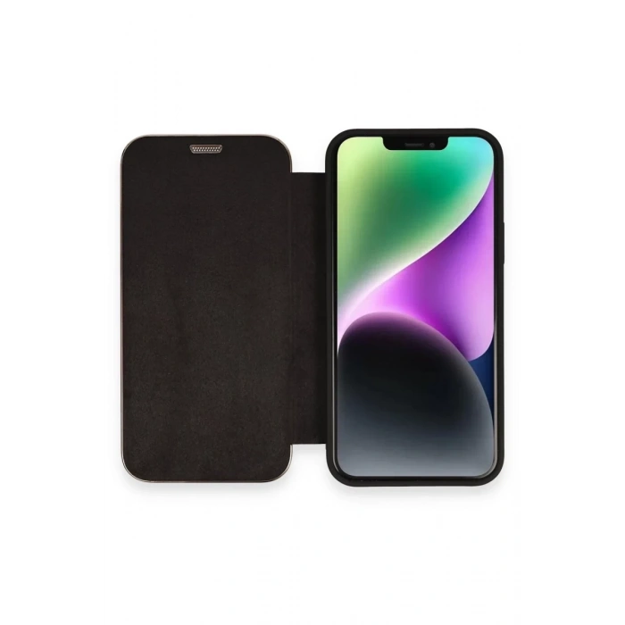 Apple iPhone 12 Kılıf Dolpin Kapaklı - Siyah