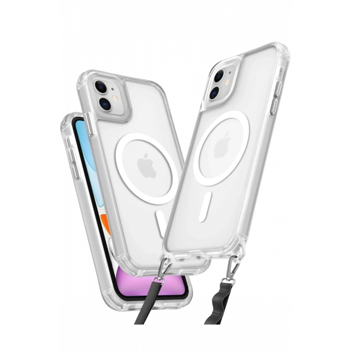 Apple iPhone 12 Kılıf Enka Magsafe Silikon Kılıf - Şeffaf