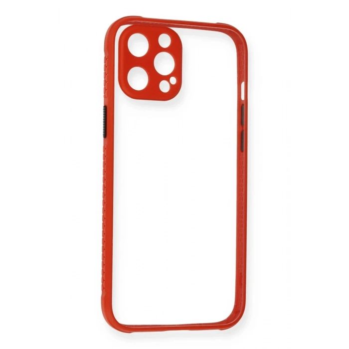 Apple iPhone 12 Kılıf Miami Şeffaf Silikon - Kırmızı