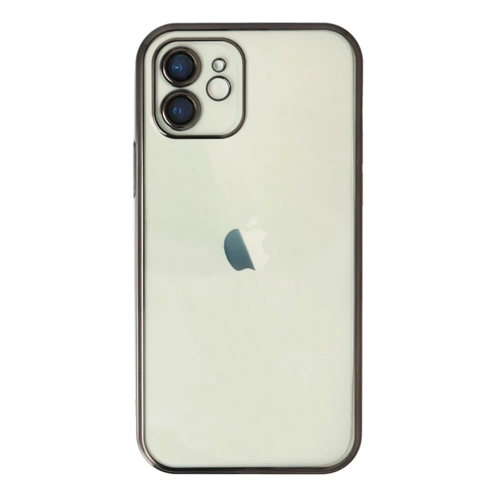 Apple iPhone 12 Kılıf Lensli Silikon - Siyah