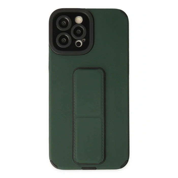 Apple iPhone 12 Pro Max Kılıf Mega Standlı Silikon - Yeşil