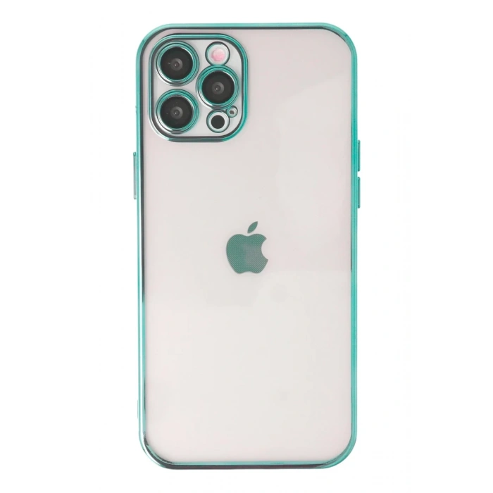 Apple iPhone 12 Pro Max Kılıf Lensli Silikon - Yeşil