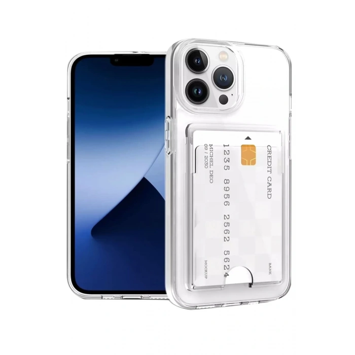 Apple iPhone 13 Pro Kılıf Kart Şeffaf Silikon - Şeffaf
