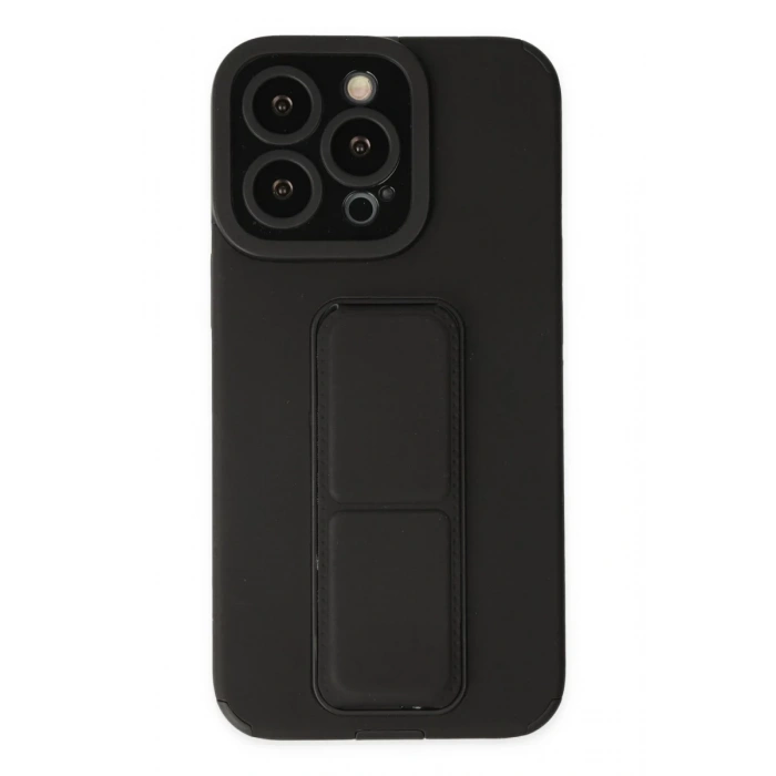Apple iPhone 13 Pro Kılıf Mega Standlı Silikon - Siyah