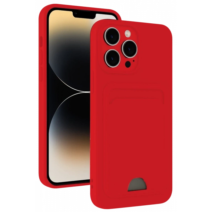 Apple iPhone 13 Pro Max Kılıf Kelvin Kartvizitli Silikon - Kırmızı