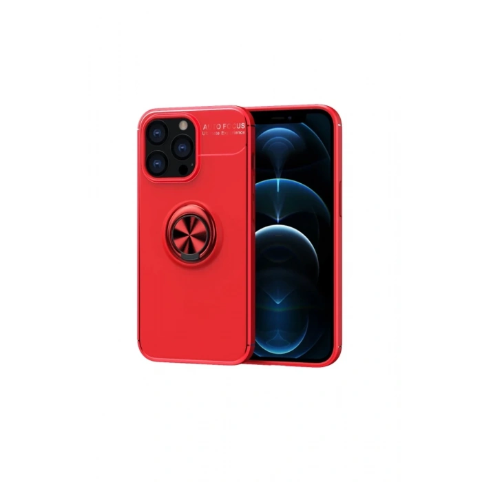 Apple iPhone 13 Pro Max Kılıf Range Yüzüklü Silikon - Kırmızı