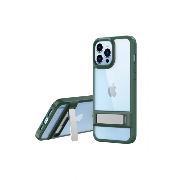 Apple iPhone 13 Pro Max Kılıf Rolet Stand Kapak - Yeşil
