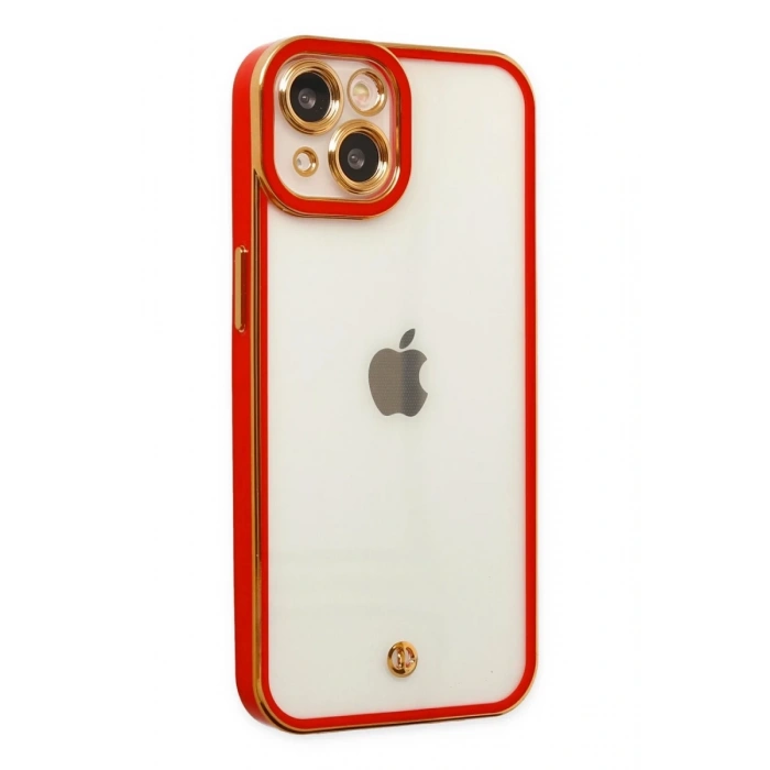 Apple iPhone 14 Plus Kılıf Liva Lens Silikon - Kırmızı