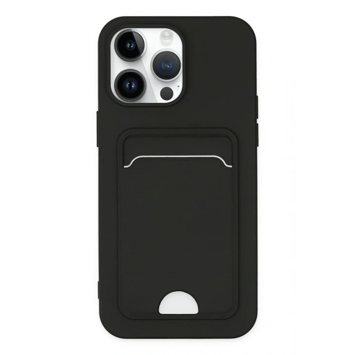 Apple iPhone 14 Pro Kılıf Kelvin Kartvizitli Silikon - Siyah