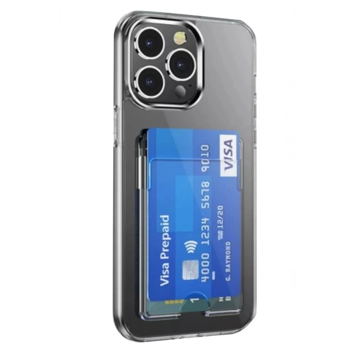 Apple iPhone 14 Pro Max Kılıf Kart Şeffaf Silikon - Şeffaf