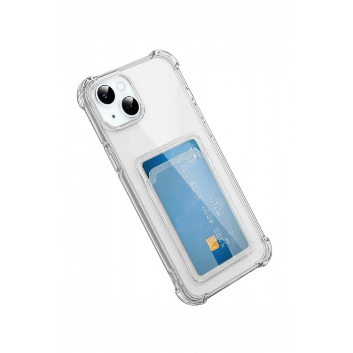 Apple iPhone 15 Kılıf Kart Şeffaf Silikon - Şeffaf