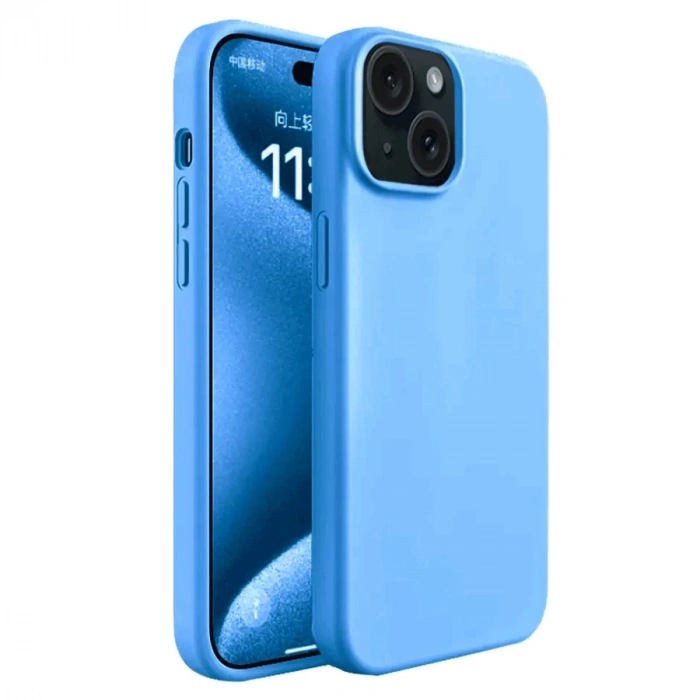 Apple iPhone 15 Plus Kılıf First Silikon - Mavi