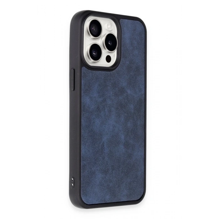 Apple iPhone 15 Pro Max Kılıf Aras Deri Kapak - Lacivert