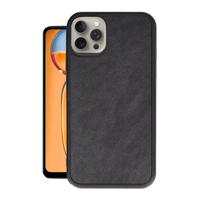 Apple iPhone 15 Pro Max Kılıf Aras Deri Kapak - Siyah