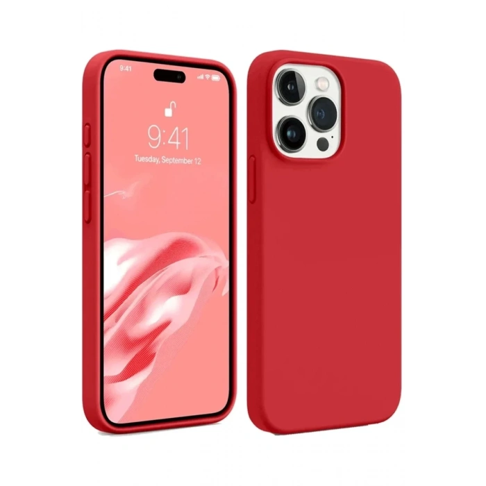 Apple iPhone 15 Pro Max Kılıf First Silikon - Kırmızı