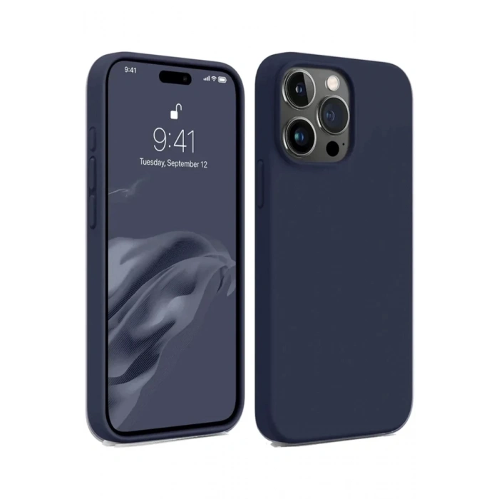Apple iPhone 15 Pro Max Kılıf First Silikon - Lacivert