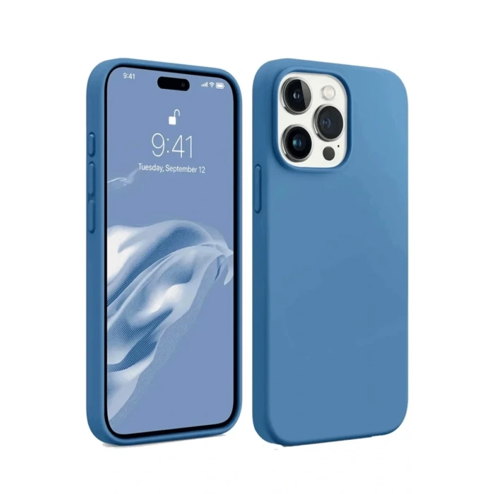 Apple iPhone 15 Pro Max Kılıf First Silikon - Mavi