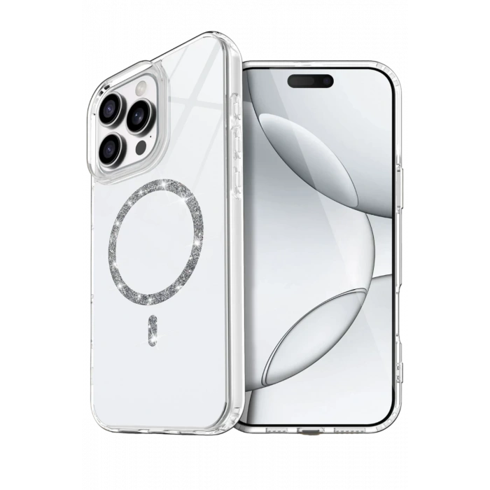 Apple iPhone 15 Pro Max Live Diamond Magsafe Kapak - Şeffaf