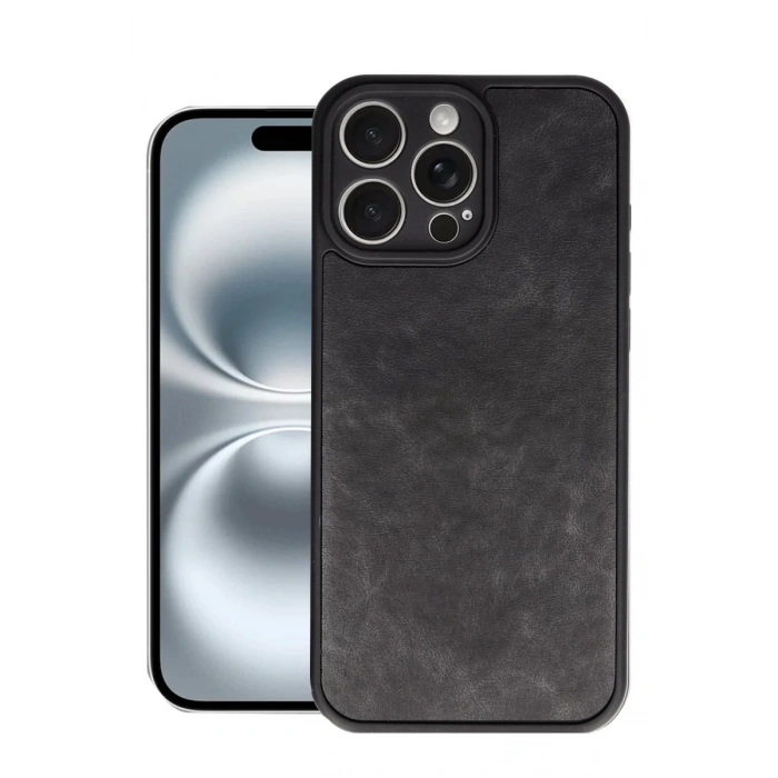 Apple iPhone 16 Pro Kılıf Aras Deri Kapak - Siyah