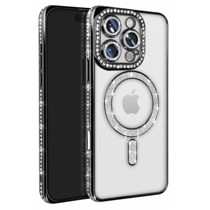 Apple iPhone 16 Pro Max Kılıf Joke Simli Magneticsafe Kılıf - Siyah