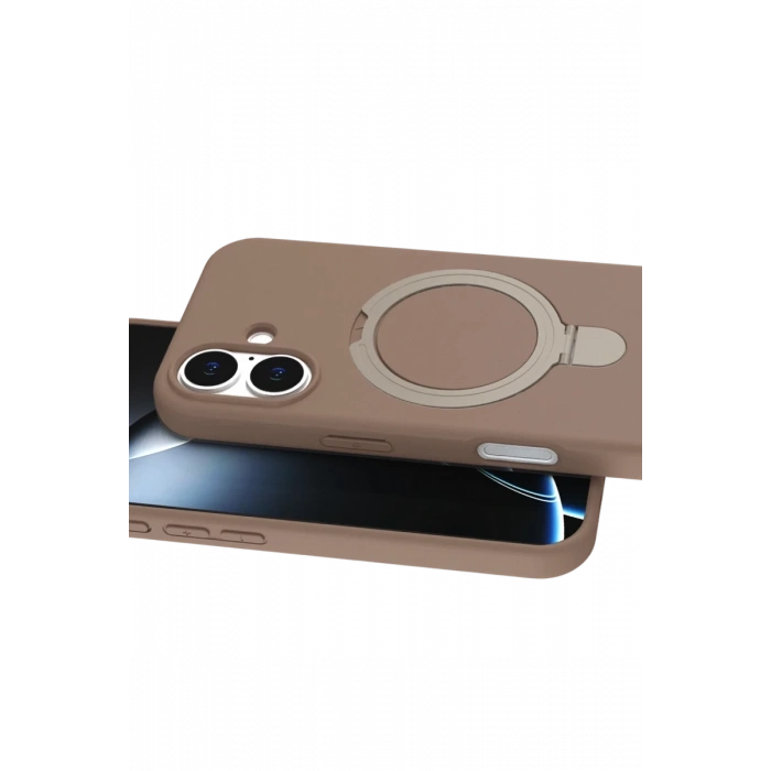 Apple iPhone 16 Regal Magsafe Standlı Kapak - Çöl Titanyum