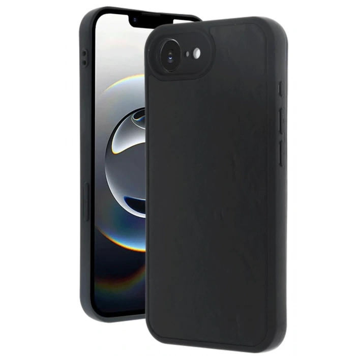 Apple iPhone 16E Kılıf Aras Deri Kapak - Siyah