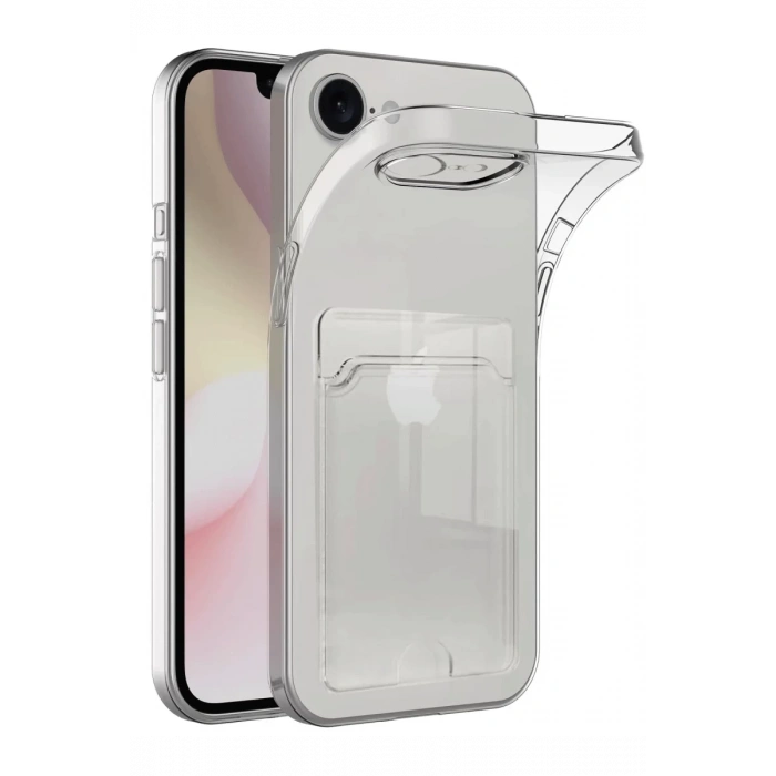 Apple iPhone 16E Kılıf Kart Şeffaf Silikon - Şeffaf