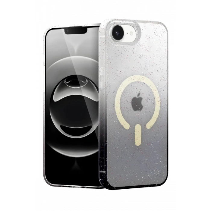 Apple iPhone 16E Pummel Shiny Magsafe Kapak - Siyah