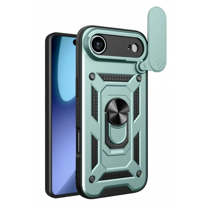 Apple iPhone 17 Air Pars Lens Yüzüklü Silikon - Yeşil