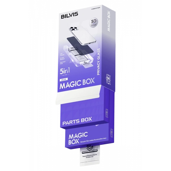 Apple iPhone 17 Bilvis 5in1 5D Magic Hayalet Cam Ekran Koruyucu - Siyah
