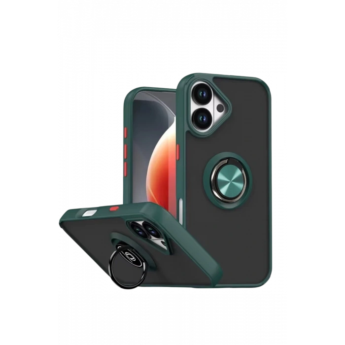 Apple iPhone 17 Montreal Yüzüklü Silikon Kapak - Yeşil
