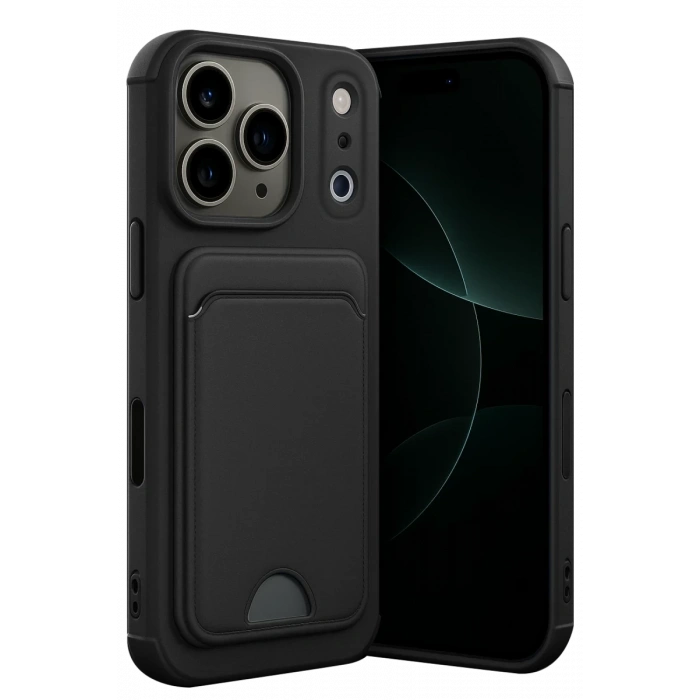 Apple iPhone 17 Pro Kelvin Kartvizitli Silikon - Siyah