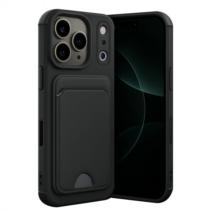 iPhone 17 Pro Max Kelvin Kartvizitli Silikon - Siyah