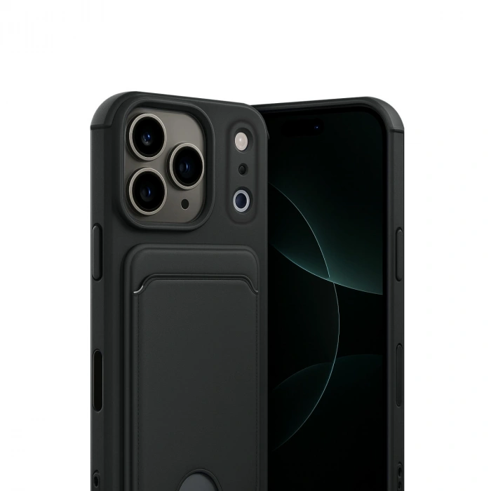 iPhone 17 Pro Max Kelvin Kartvizitli Silikon - Siyah