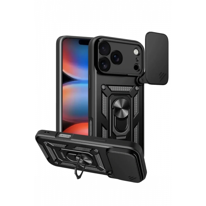 Apple iPhone 17 Pro Pars Lens Yüzüklü Silikon - Siyah