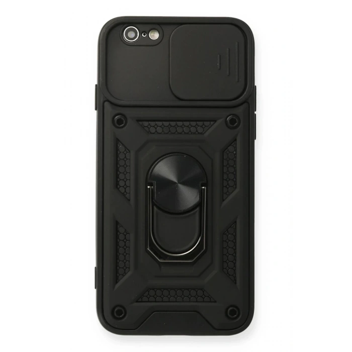 Apple iPhone 6 Kılıf Pars Lens Yüzüklü Silikon - Siyah