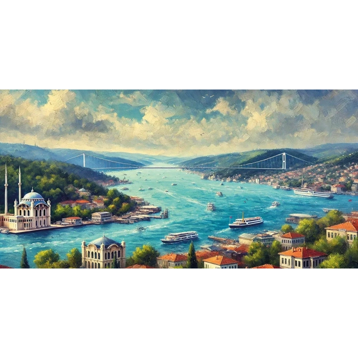 İstanbul Boğaz Manzarası Kanvas Tablo 60x120cm