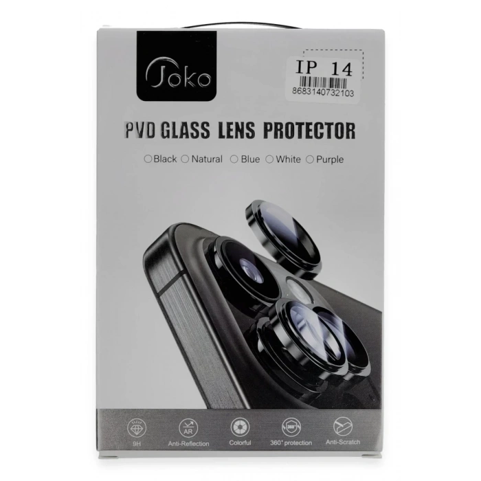 Joko Apple iPhone 14 Uyumlu PVD Metal Kamera Lens - Siyah
