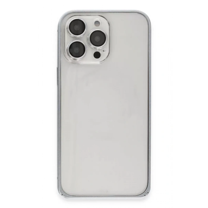 Joko Apple iPhone 15 Pro Max Uyumlu Metal Bumper Mat Kapak - Gri