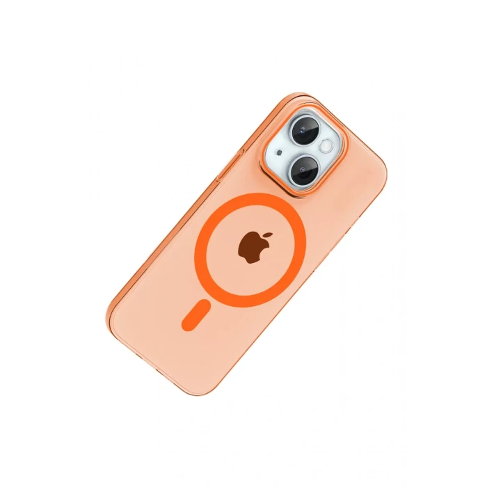 Joko Apple iPhone 15 Uyumlu PC Blank Magsafe Kapak - Turuncu
