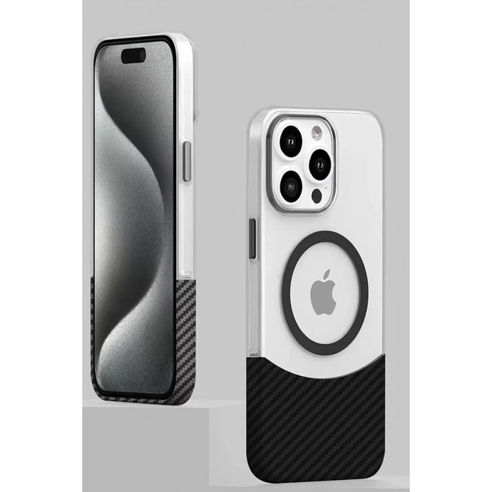 Joko Apple iPhone 16 Pro Uyumlu Carbon Puzzle Magsafe Kapak - Desert