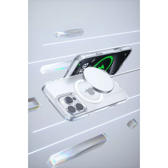 Joko Apple iPhone 16 Pro Uyumlu Gleam PC Sert Magsafe Kılıf - Şeffaf