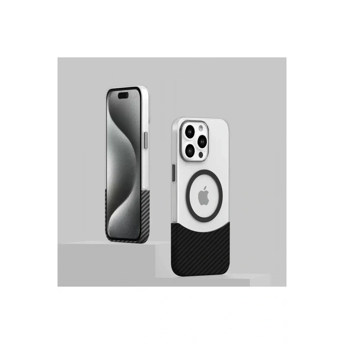 Joko Apple iPhone 16 Uyumlu Carbon Puzzle Magsafe Kapak - Pembe