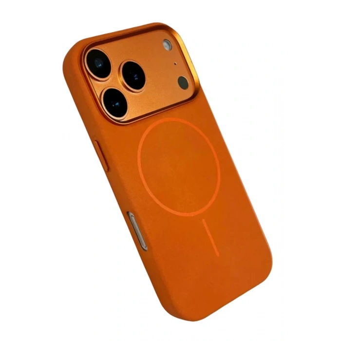 Joko Apple iPhone 17 Pro Max Uyumlu Luno Deri Magsafe Kapak - Turuncu