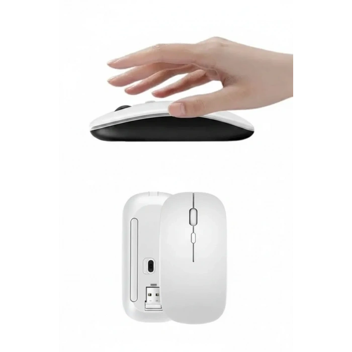 Kablosuz Mouse Fare Şarjlı Bluetooth Wireless Çift Modlu Sessiz