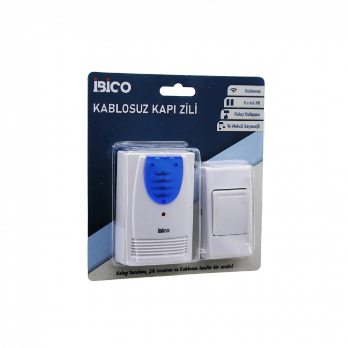 Kablosuz Pilli Kapı Zili (16 Melodi, 50 m)