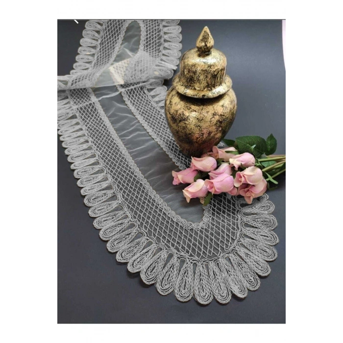 Kadife Detaylı Runner, Çeyizilk Tek Runner (120x30cm)