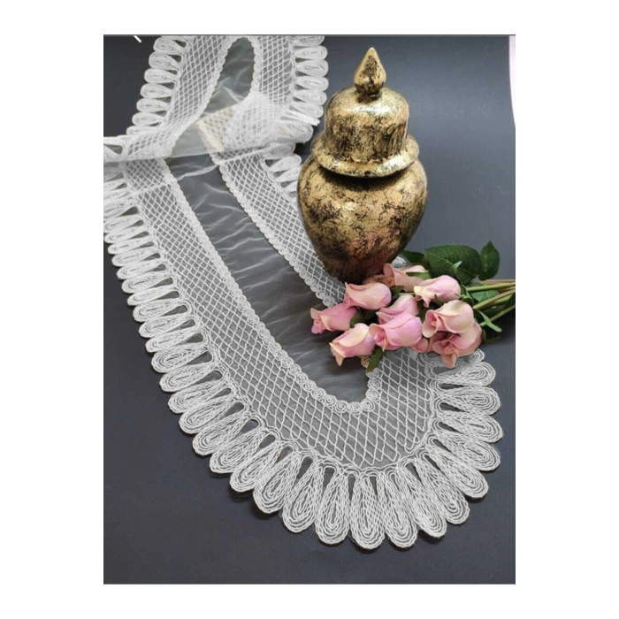 Kadife Detaylı Runner, Çeyizilk Tek Runner (120x30cm)