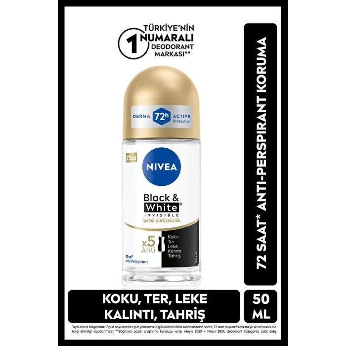Kadın Roll-On Deodorant Ferah Koruma 50ml - Black&White Invisible İpeksi